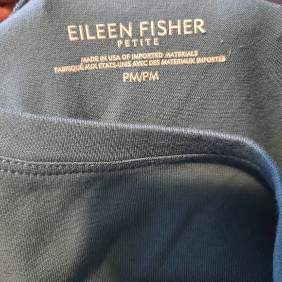 Eileen Fisher Women's Dress Size Petite Medium Short Sleeve Cotton Blue Beachy - Picture 3 of 4